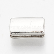 Brass Slide Charms, Grooved, Rectangle, Platinum, 10x6x4mm, Hole: 1.5x3mm(KK-T031-02P)