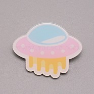 Spacecraft Plastic Brooch for Backpack Clothes, White, Colorful, 28x35x7mm, Pin: 0.7mm(JEWB-TAC0007-04)
