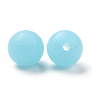 Luminous Silicone Beads, Chewing Beads For Teethers, DIY Nursing Necklaces Making, Round, Light Sky Blue, 12x11.5mm, Hole: 2mm(SIL-A003-01G)