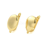 Brass Hoop Earrings Findings, Latch Back, Oval, Real 18K Gold Plated, 18x12mm, Pin: 1x10mm(KK-B089-42G)