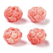 Synthetic Shell Dyed Carved Beads, Flower, Light Coral, 8x6mm, Hole: 1.6mm(SHEL-H005-19)