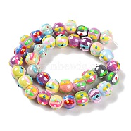 Handmade Porcelain Beads Strands, with Enamel, Round, Colorful, 10~11x9mm, Hole: 1.5mm, about 35pcs/strand, 12.80 inch(32.5cm)(PORC-L078-01A)