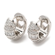 Rack Plating Brass Thick Hoop Earrings, Clear Cubic Zirconia Earrings, Platinum, 16x17.5mm(EJEW-R152-02P)
