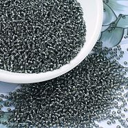 MIYUKI Round Rocailles Beads, Japanese Seed Beads, 11/0, (RR21) Silverlined Gray, 2x1.3mm, Hole: 0.8mm, about 1111pcs/10g(X-SEED-G007-RR0021)