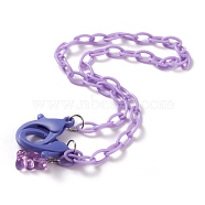 Personalized ABS Plastic Cable Chain Necklaces, Eyeglass Chains, Handbag Chains, with Plastic Lobster Claw Clasps and Resin Bear Pendants, Lilac, 19-1/8 inch(48.5cm)(NJEW-JN03220-04)