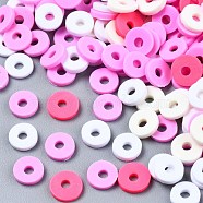 Handmade Polymer Clay Beads, Heishi Beads, for DIY Jewelry Crafts Supplies, Disc/Flat Round, Violet, 6x1mm, Hole: 2mm, about 26000pcs/1000g(CLAY-T019-02B-50)