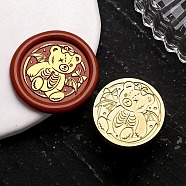 Golden Tone Wax Seal Brass Stamp Heads, for Wax Seal Stamp, Halloween Day Series, Bear, 25x14mm, Hole: 7mm(AJEW-U008-01G-01)