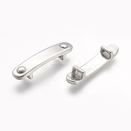304 Stainless Steel Slide Charms, Rectangle, Stainless Steel Color, 37x8x7mm, Hole: 2x5.5mm(STAS-L188-43P)