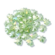 Electroplate Glass Beads, AB Color Plated, Bear, Light Green, 9.5x8.5x4mm, Hole: 1.2mm(EGLA-P059-01A-AB03)