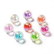 Two Tone UV Plating Rainbow Iridescent Acrylic Beads, Round, Mixed Color, 15~15.5x15.5~16mm, Hole: 3~3.1mm(TACR-D010-03A)