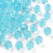 Transparent Acrylic Beads, Round, Deep Sky Blue, 6x5mm, Hole: 1.8mm, about 4400pcs/500g(MACR-S370-A6mm-755)