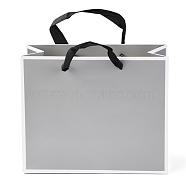 Rectangle Paper Bags, with Handles, for Gift Bags and Shopping Bags, Silver, 18x22x0.6cm(CARB-F007-02A-02)