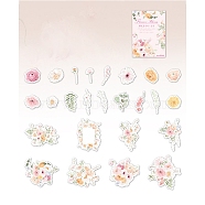 25Pcs Flowers Theme DIY Paper Stickers, for DIY Album Scrapbook, Diary Decoration, Misty Rose, 46~93x15~89x0.1mm(STIC-U004-02E)