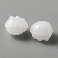 Handmade Lampwork Beads, Cat Paw, White, 11.5x12.5x8.5mm, Hole: 1mm(LAMP-CJC0002-64K)