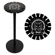 Wooden Wheel, Wooden Display Shelf, Black Holder Stand, Rustic Divination Pendulum Storage Rack, Witch Stuff, Cat Pattern, 120x10mm, Hole: 20mm(DJEW-WH0047-002)