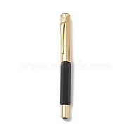 Natural Black Agate Brass Pens, Reiki Energy Fountain Pen, with Pen Case, Office & School Supplies, 142x19x14mm(AJEW-M209-06G)