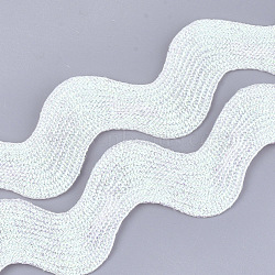 Polyester Ribbons, Wave Shape, Azure, 38~40mm, 10yard/card(SRIB-S050-D12)