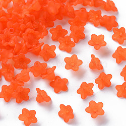 Transparent Acrylic Beads, Flower, Frosted, Coral, 10x5mm, Hole: 1mm, about 4600pcs/500g(PL554-06)