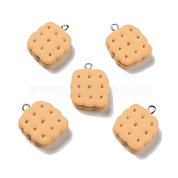 Opaque Resin Pendants, Biscuits Charm, Imitation Food, with Platinum Tone Iron Loops, Wheat, 24x19x7mm, Hole: 2x2.5mm(RESI-G043-D02-A)