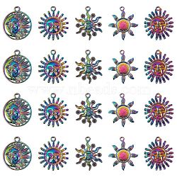 20Pcs 20 Style Rainbow Color Alloy Charm & Pendant, Sun, for Jewelry Making, 19~29mm, 1Pc/style(JX111A)