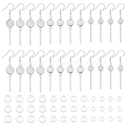 DIY Flat Round Earring with Dome Making Kit, Including 314 Stainless Steel Earring Hooks, Glass Cabochons, Stainless Steel Color, 66Pcs/box(DIY-UN0003-41)
