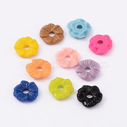 Opaque Resin Beads, Mother's Day Gift Beads, Flower, Mixed Color, 16x4mm, Hole: 4mm(CRES-B952-M)