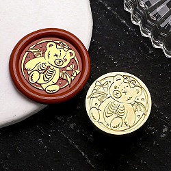 Golden Tone Wax Seal Brass Stamp Heads, for Wax Seal Stamp, Halloween Day Series, Bear, 25x14mm, Hole: 7mm(AJEW-U008-01G-01)