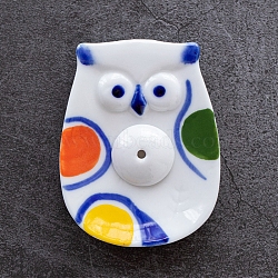Porcelain Incense Burners, Owl Incense Holders, Home Office Teahouse Zen Buddhist Supplies, White, 70x55x10mm(DJEW-PW0012-128C)