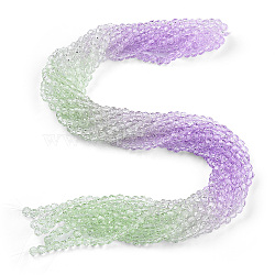 Transparent Glass Beads Strands, Segmented Multi-color Beads, Faceted(32 Facets), Round, Lilac, 4~4.5mm, Hole: 1mm, about 90~95pcs/strand, 13.98''(35.5cm)(GLAA-E036-07D)