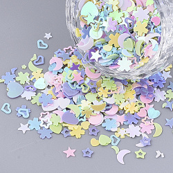 Ornament Accessories, PVC Plastic Paillette/Sequins Beads, No Hole/Undrilled Beads, Mixed Shapes, Mixed Color, 1.5~6.5x1.5~8x0.4~0.7mm(PVC-T005-052B)