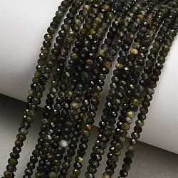 Natural Greeb Tourmaline Beads Strands, Faceted, Rondelle, 3x2mm, Hole: 0.6mm, about 196pcs/strand, 15.39 inch(39.1cm)(GG-CBAA9B4-C01-01)