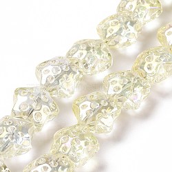Transparent Electroplate Glass Beads Strands, Rainbow Plated, Star, Lemon Chiffon, 15x15x9mm, Hole: 1.2mm, about 45pcs/strand, 23.62 inch(60cm)(GLAA-C025-01H)