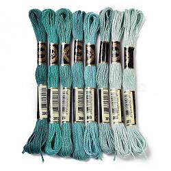8 Skeins 8 Colors 6-Ply Polyester Embroidery Floss, Cross Stitch Threads, Gradient Color, Light Sea Green, 0.5mm, about 8.75 Yards(8m)/Skein, 8 colors, 1 skein/color, 8 skeins/set(OCOR-M009-01A-06)