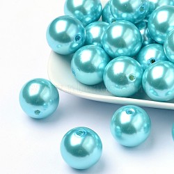 ABS Plastic Imitation Pearl Round Beads, Cyan, 20mm, Hole: 2.5mm, about 120pcs/500g(SACR-S074-20mm-A33)