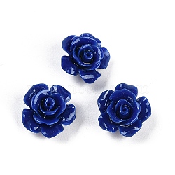 Synthetic Coral Carved Beads, Dyed, Flower, Dark Blue, 12x7mm, Hole: 1.3mm(CORA-M001-06G)