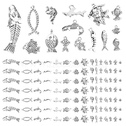 120Pcs 15 Style Tibetan Style Zinc Alloy Pendants, Cadmium Free & Lead Free, Mixed Shape, Antique Silver, 10.5~53x7.5~24.8x1.5~4mm, Hole: 1.2~2mm, 8pcs/style(TIBEP-PH0001-40)