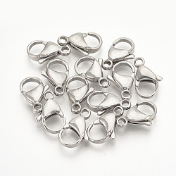 304 Stainless Steel Lobster Claw Clasps, Stainless Steel Color, 15x9x4mm, Hole: 1mm(X-STAS-T029-15)