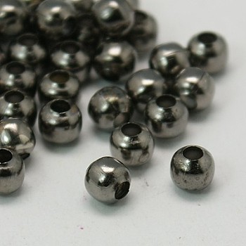 Iron Spacer Beads, Round, Gunmetal, 4mm, Hole: 1.5mm