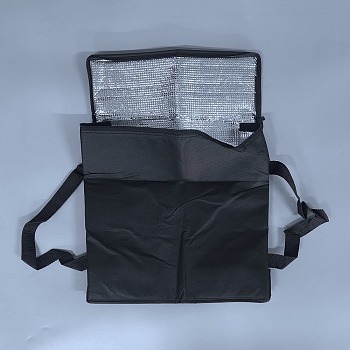 Non-woven Fabric & Lattice Surface Insulated Lunch Bag, for Reusable Lunch Box, Black, 400x400x150mm