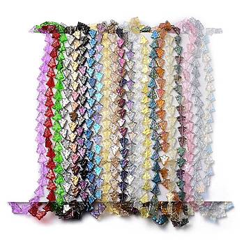 Electroplate Glass Beads Strands, Christmas Trees, Mixed Style, Mixed Color, 15.5~16x14.5~15x4.5~5mm, Hole: 1mm, about 40pcs/strand, 25.20~25.59(64~65cm)