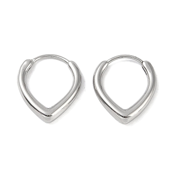 316 Surgical Stainless Steel Hoop Earrings for Women, Stainless Steel Color, Teardrop, 18.5x15.5mm