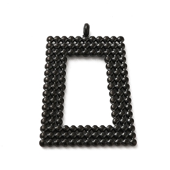 304 Stainless Steel Pendants, Trapezoid Charm, Electrophoresis Black, 27x20x1.5mm, Hole: 1.8mm
