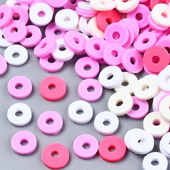 Handmade Polymer Clay Beads, Heishi Beads, for DIY Jewelry Crafts Supplies, Disc/Flat Round, Violet, 6x1mm, Hole: 2mm, about 26000pcs/1000g