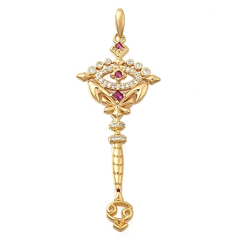 Brass Micro Pave Cubic Zirconia Big Pendants, Wand with Constellation Theme Charms, Long-Lasting Plated, Nickel Free, Real 18K Gold Plated, Cancer, 49.5x20.5x3.5mm, Hole: 6.5x3mm