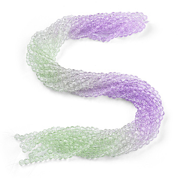 Transparent Glass Beads Strands, Segmented Multi-color Beads, Faceted(32 Facets), Round, Lilac, 4~4.5mm, Hole: 1mm, about 90~95pcs/strand, 13.98''(35.5cm)