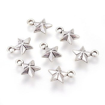CCB Plastic Charms, Star, Antique Silver, 14.5x11.5x5mm, Hole: 2mm