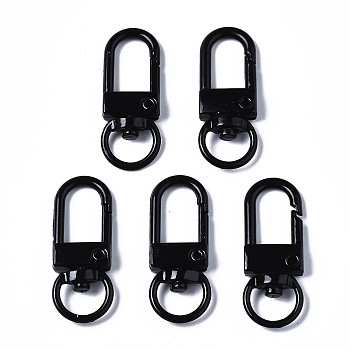 Spray Painted Eco-Friendly Alloy Swivel Snap Hooks Clasps, Cadmium Free & Nickel Free & Lead Free, Black, 33.5x12.5x5mm, Hole: 5x9mm