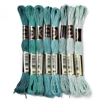8 Skeins 8 Colors 6-Ply Polyester Embroidery Floss, Cross Stitch Threads, Gradient Color, Light Sea Green, 0.5mm, about 8.75 Yards(8m)/Skein, 8 colors, 1 skein/color, 8 skeins/set