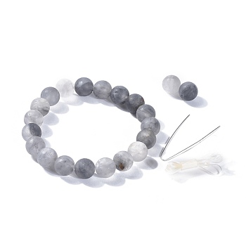 Natural Cloudy Quartz Beads Stretch Bracelets, with Elastic Fibre Wire and Packing Box, 2-1/8 inch(5.3~5.4cm)