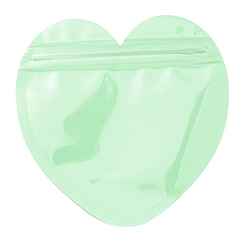 Heart Shaped Plastic Packaging Yinyang Zip Lock Bags, Top Self Seal Pouches, Light Green, 10x10x0.15cm, Unilateral Thickness: 2.5 Mil(0.065mm)